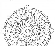 Coloriage et dessins gratuit Mandala Soleil pour enfant à imprimer