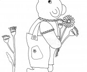 Coloriage et dessins gratuit Ours et Fleurs Maternelle à imprimer