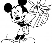 Coloriage Mickey et les cadeaux de Père Noël