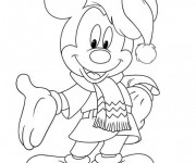 Coloriage et dessins gratuit Mickey Mouse Noel à colorier à imprimer