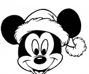 Coloriage et dessins gratuit Mickey portant le bonnet de  Noel à imprimer