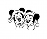 Coloriage Minnie et Mickey  Noel Disney