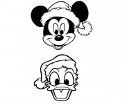 Coloriage Têtes de Mickey et Donald Noel