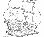 Coloriage Mystère Navire de Pirate