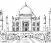 Coloriage et dessins gratuit Taj Mahal Palais en Inde à imprimer