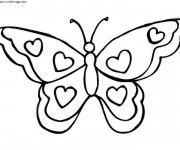 Coloriage Papillon décoré avec des Coeurs