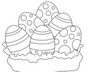 Coloriage œufs de Pâques facile dans un nid