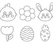 Coloriage Les éléments et symboles facile de Pâques