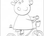 Coloriage Peppa Cochon s'amuse sur sa Bicyclette