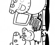 Coloriage Peppa Pig devant L'écran D'ordinateur
