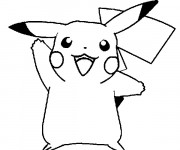 Coloriage et dessins gratuit Pikachu heureux à imprimer