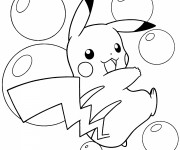 Coloriage Pokémon Pikachu et Les bulles
