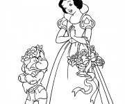 Coloriage et dessins gratuit Princesse Blanche Neige et le nain à imprimer