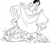 Coloriage et dessins gratuit Princesse Blanche Neige et les animaux à imprimer