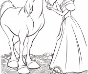 Coloriage Cendrillon et son cheval couleur