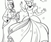 Coloriage Princesse Cendrillon et la magicienne
