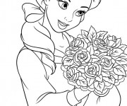 Coloriage La belle Ariel tient un bouquet
