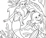 Coloriage et dessins gratuit Princesse Ariel avec Polochon à imprimer