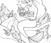 Coloriage Princesse Ariel avec sa boîte à musique