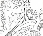 Coloriage et dessins gratuit Princesse Ariel entrain de rêver à imprimer