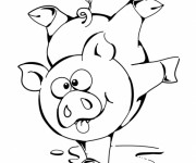 Coloriage Cochon Rigolo acrobatique