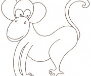 Coloriage et dessins gratuit Un singe rigolo facilement dessiné à imprimer