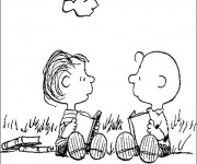 Coloriage Charlie Brown et Ben en plein air