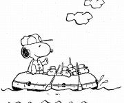 Coloriage Snoopy dans le navire