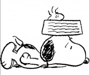 Coloriage Snoopy fatigué