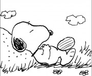 Coloriage Snoopy se repose