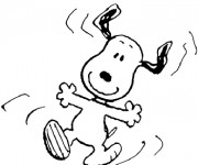Coloriage Snoopy tout en sautant