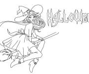 Coloriage Belle sorcière d'Halloween