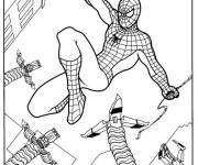 Coloriage Spiderman en combat avec son ennemie