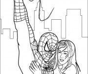 Coloriage Spiderman sauve la fille