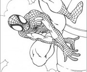 Coloriage Spiderman supervise la cité