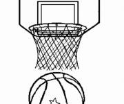 Coloriage et dessins gratuit Ballon et panier de basketball à imprimer