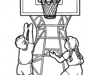 Coloriage et dessins gratuit Basketballeurs en action à imprimer
