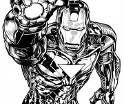 Coloriage Iron Man Marvel en noir et blanc