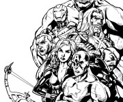 Coloriage Super Héros Marvel regroupés