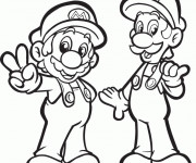 Coloriage Dessin Mario et Luigi