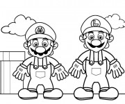Coloriage et dessins gratuit Super Héros Mario et Luigi à imprimer