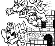 Coloriage et dessins gratuit Super Mario et Bowser magique à imprimer