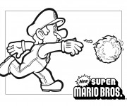 Coloriage Super Mario et Le Ballon Feu