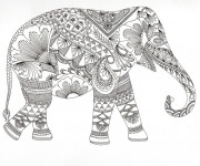 Coloriage Zen Éléphant stylisé