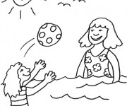 Coloriage et dessins gratuit Enfants s'amusent avec Ballon à imprimer