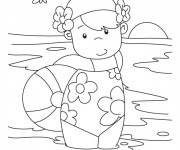 Coloriage et dessins gratuit Petite fille dans la Plage à imprimer
