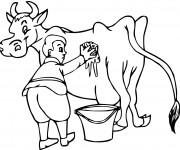 Coloriage et dessins gratuit Fermier et sa vache à imprimer