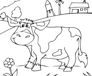 Coloriage et dessins gratuit Vache heureuse dans la Campagne à imprimer