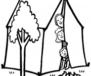 Coloriage et dessins gratuit Famille dans leur Tente à imprimer