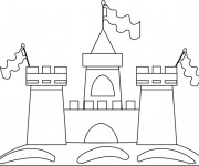 Coloriage et dessins gratuit Château de Sable avec Les Drapeaux à imprimer